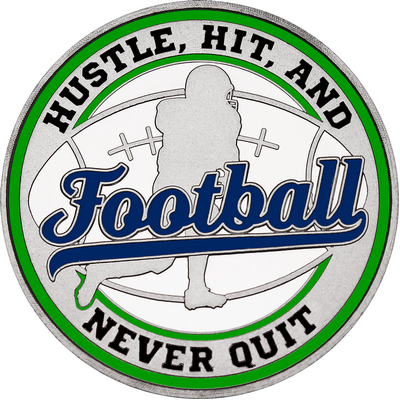 Navy Blue "Football" with Green Outer Circular Borders